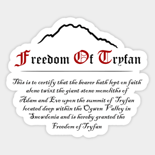 Certified Freedom of Tryfan Sticker